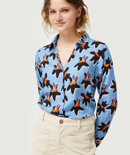 Camisa con estampado floral Calatea azul - Compañía Fantástica