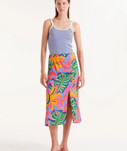 Falda midi estampado floral samba - Compañía Fantástica