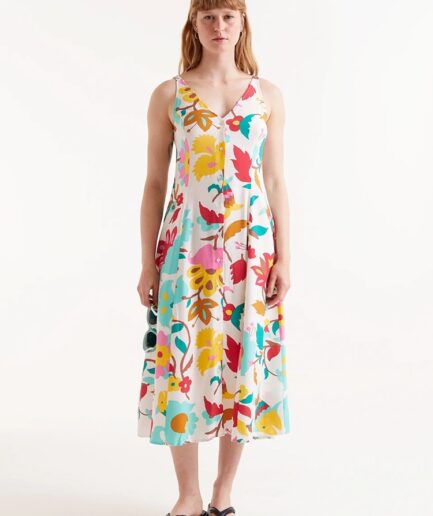 Vestido midi estampado floral nenufar - Compañía Fantástica