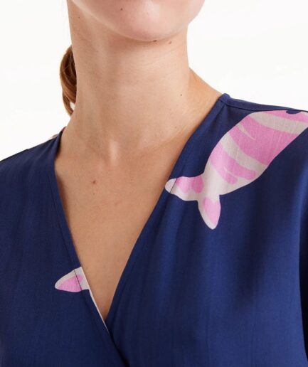 Vestido midi rayón LENZING™ ECOVERO™ con estampado Eureka - Compañía Fantástica