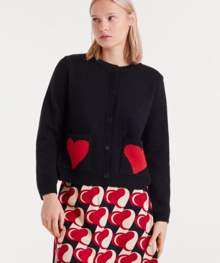 Cárdigan jacquard con estampado Heart Attack Small