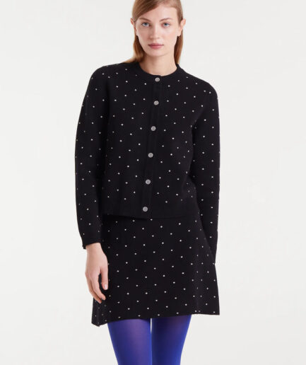 Cárdigan jacquard con mini puntos blanco - Compañía Fantástica