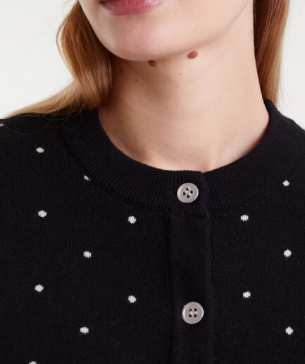 Cárdigan jacquard con mini puntos blanco - Compañía Fantástica