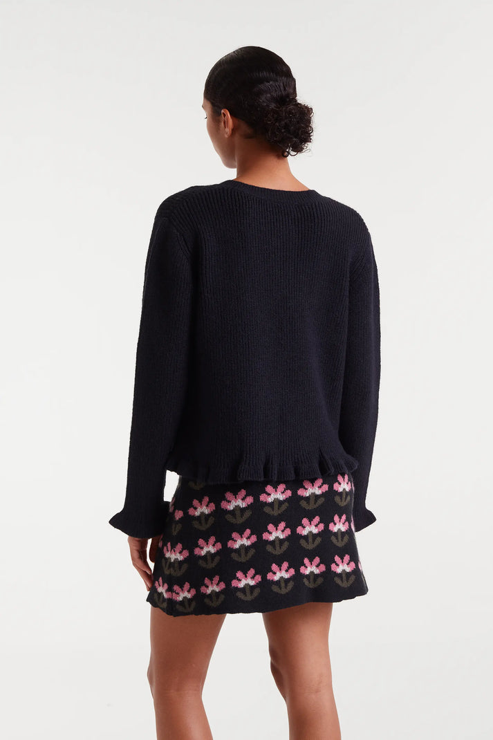 Cárdigan punto negro con detalle de corazones - Compañía Fantástica (2) Cárdigan punto negro con detalle de corazones - Compañía Fantástica