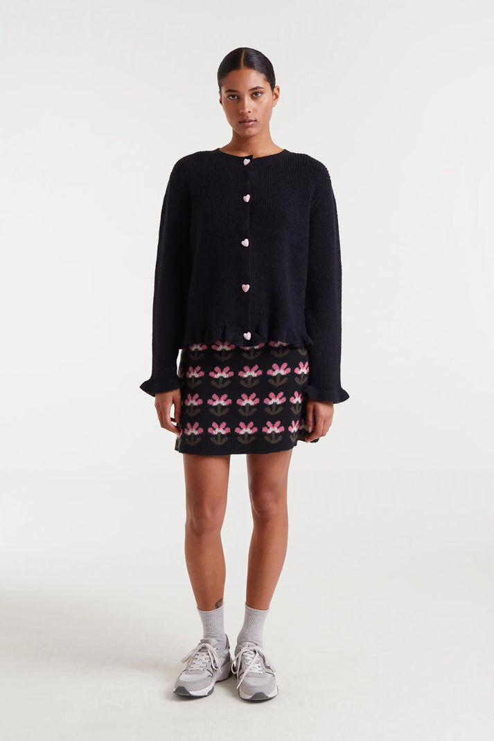 Cárdigan punto negro con detalle de corazones - Compañía Fantástica (4) Cárdigan punto negro con detalle de corazones - Compañía Fantástica