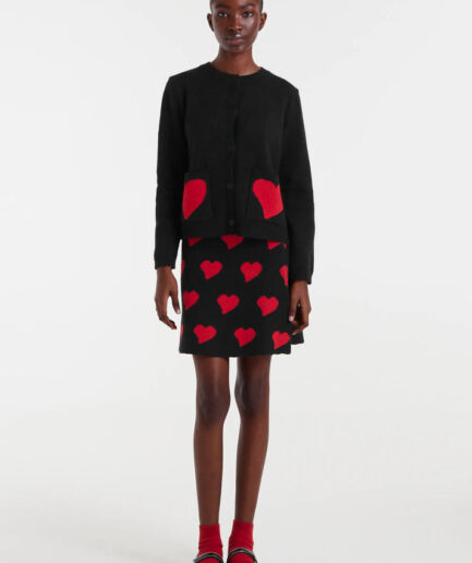 Falda corta jacquard con estampado Heart Attack Small