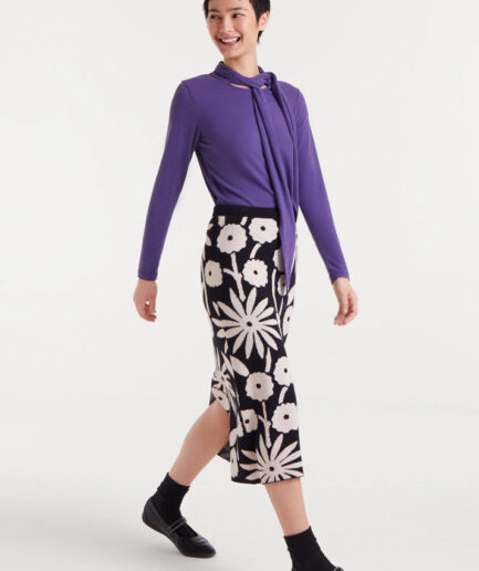 Falda midi jacquard con estampado tofu - Compañía Fantástica