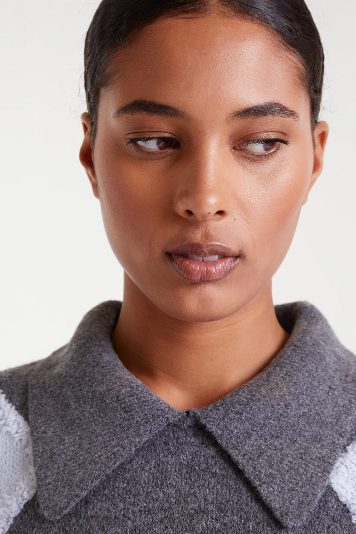 Jersey jacquard punto rombo gris y azul - Compañía Fantástica (3) Jersey jacquard punto rombo gris y azul - Compañía Fantástica