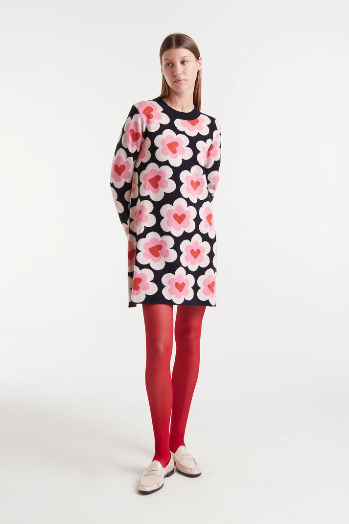 Vestido corto de punto jacquard con estampado SweetHeart - Compañía Fantástica Vestido corto de punto jacquard con estampado SweetHeart - Compañía Fantástica