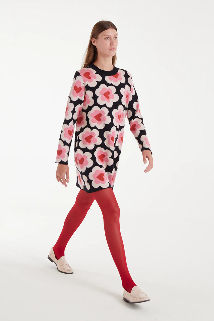 Vestido corto de punto jacquard con estampado SweetHeart - Compañía Fantástica (4) Vestido corto de punto jacquard con estampado SweetHeart - Compañía Fantástica