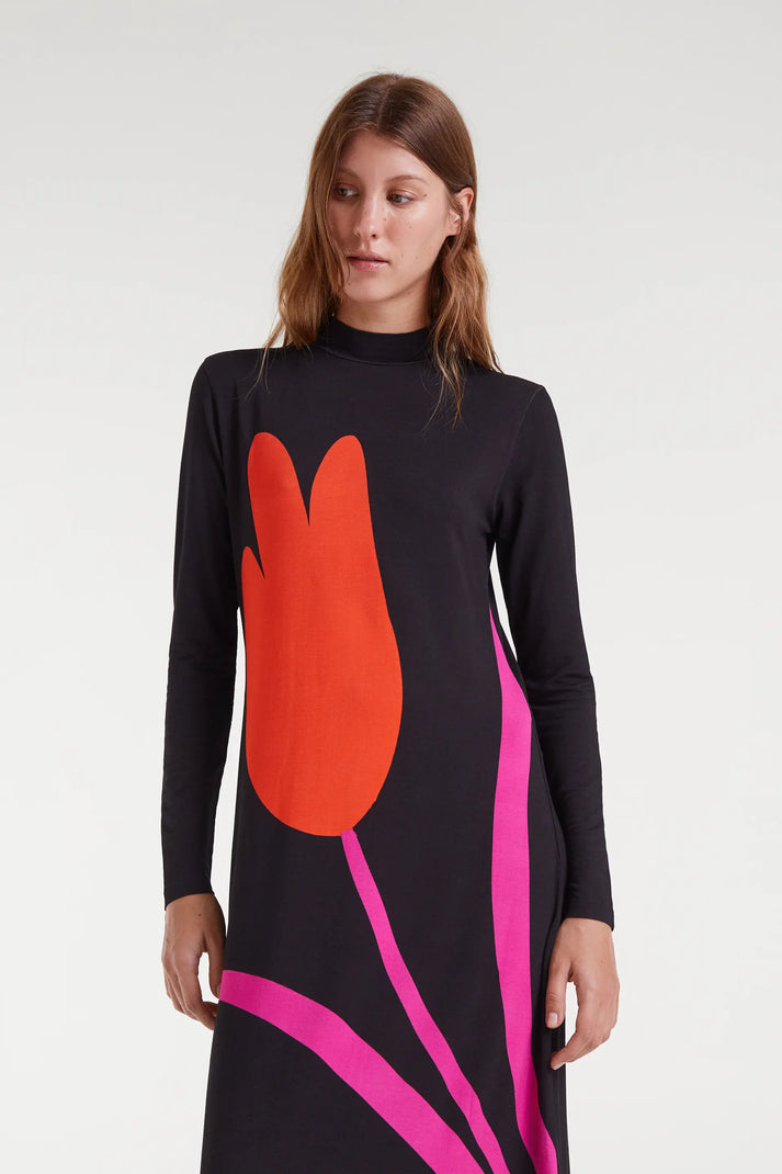 Vestido largo con estampado big tulip - Compañía Fantástica (1) Vestido largo con estampado big tulip - Compañía Fantástica