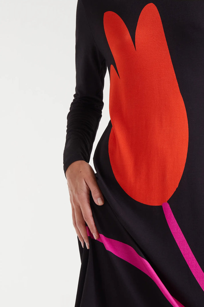 Vestido largo con estampado big tulip - Compañía Fantástica (3) Vestido largo con estampado big tulip - Compañía Fantástica