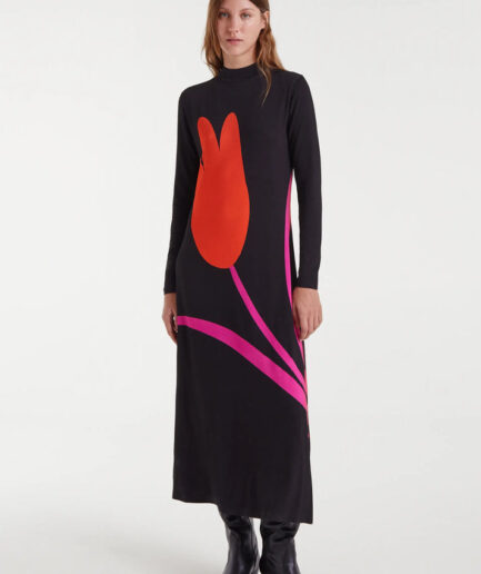 Vestido largo con estampado big tulip - Compañía Fantástica