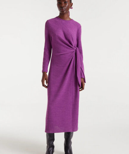 Vestido largo punto canalé magenta - Compañía Fantástica