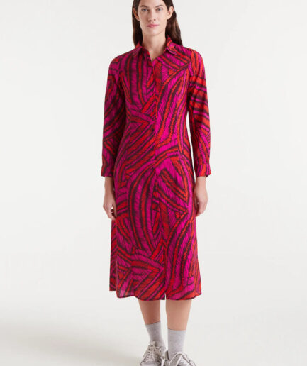 Vestido midi crepé ligero con estampado fedora - Compañía Fantástica