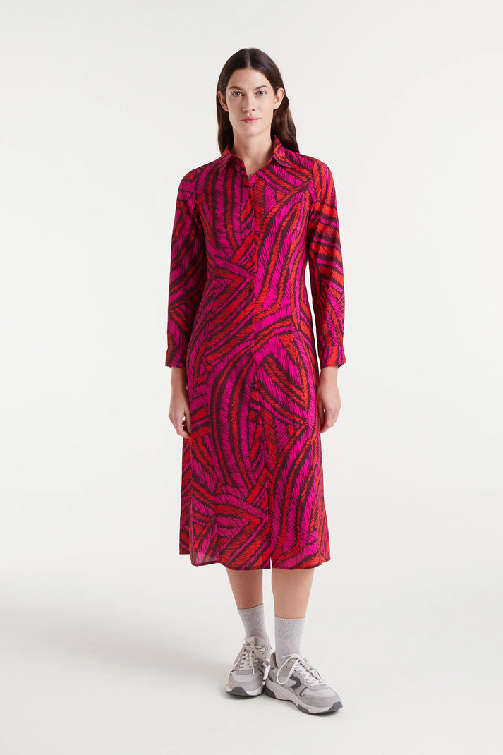 Vestido midi crepé ligero con estampado fedora - Compañía Fantástica Vestido midi crepé ligero con estampado fedora - Compañía Fantástica