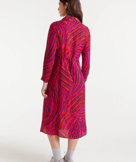 Vestido midi crepé ligero con estampado fedora - Compañía Fantástica