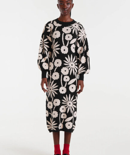 Vestido midi jacquard con estampado tofu - Compañía Fantástica