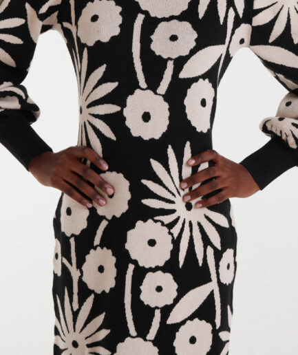 Vestido midi jacquard con estampado tofu - Compañía Fantástica