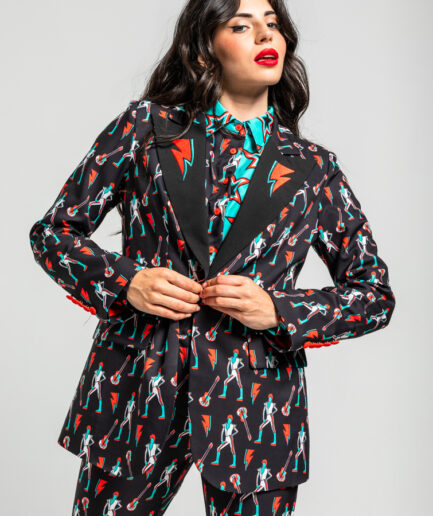 Blazer ribete de estampado de bowie y rayos - Lolina