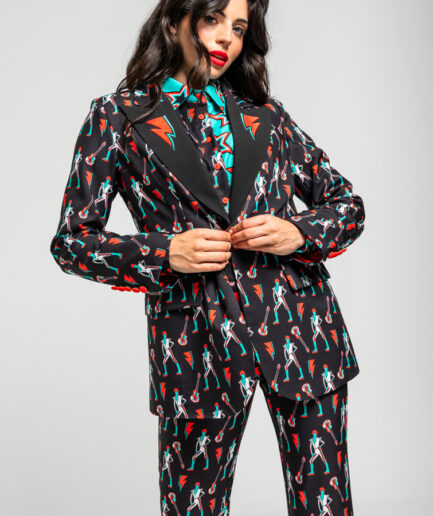 Blazer ribete de estampado de bowie y rayos - Lolina