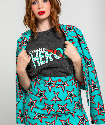 Camiseta unisex de algodón efecto desgastado ácido con estampado bowie we can be heroes - Lolina