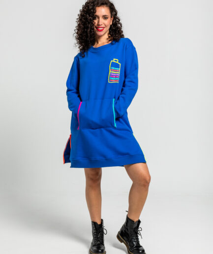 Vestido sudadera cremalleras de garabatos de robots multicolor - Lolina