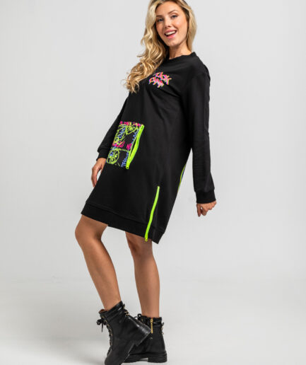 Vestido sudadera cremalleras de grafitti urbano - Lolina
