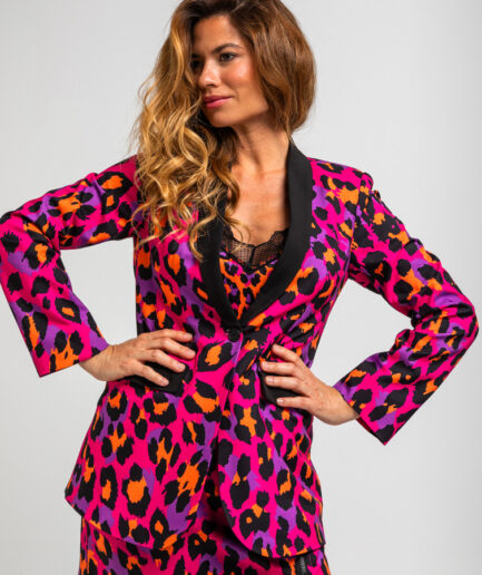 Americana Smoking De Estampado Animal Fuscia - Lolina
