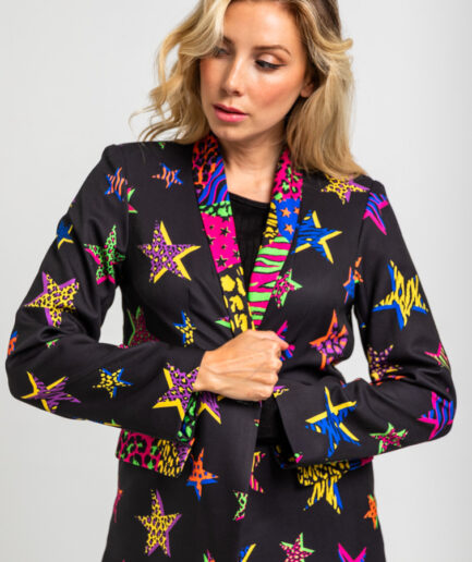 Americana smoking de estampado de estrellas con animal print - Lolina