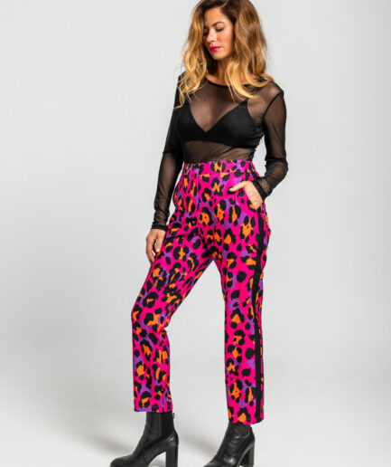 Pantalón pitillo de estampado animal fuscia - Lolina