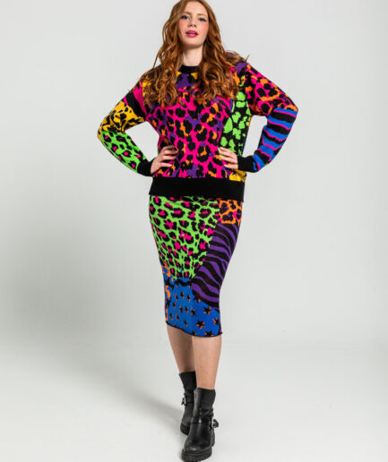 Suéter Sencillo Tejido De Estampado Variado De Animal Print - Lolina