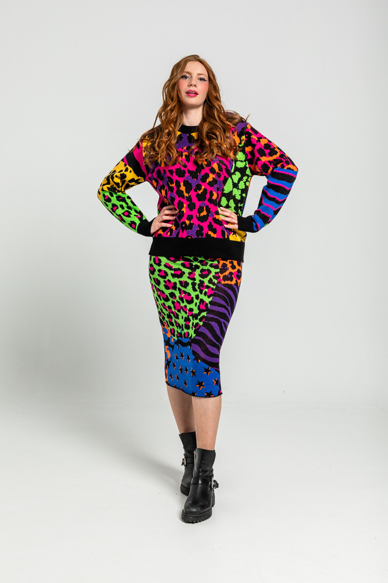 Suéter Sencillo Tejido De Estampado Variado De Animal Print - Lolina (2) Suéter Sencillo Tejido De Estampado Variado De Animal Print - Lolina