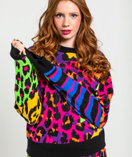 Suéter Sencillo Tejido De Estampado Variado De Animal Print - Lolina