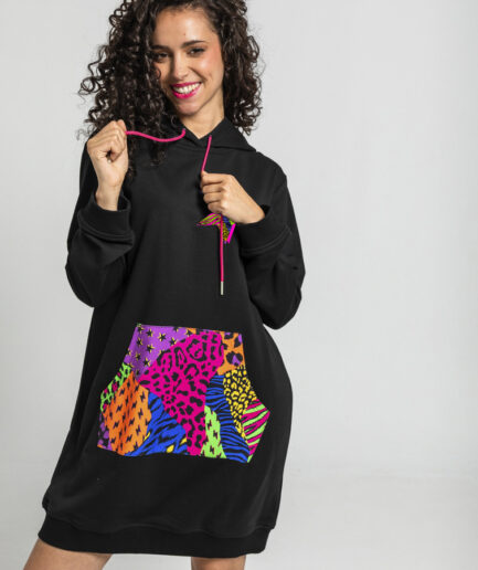 Vestido Sudadera De Estampado Variado De Animal Print