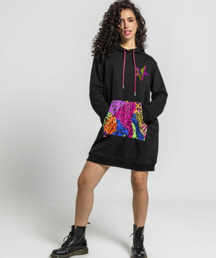 Vestido Sudadera De Estampado Variado De Animal Print