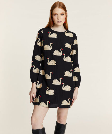 Vestido corto bordado cisnes - Pepaloves
