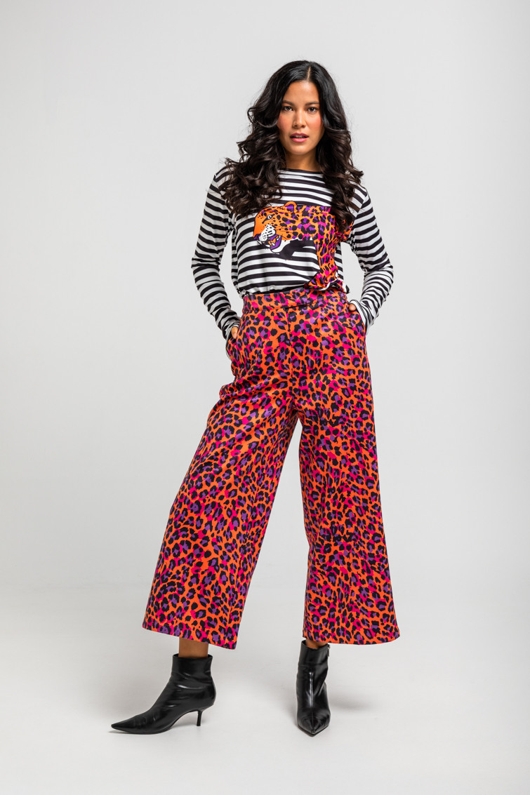 Camiseta Sencilla de estampado animal naranja, I'm Felina - Lolina Camiseta Sencilla de estampado animal naranja, I'm Felina - Lolina