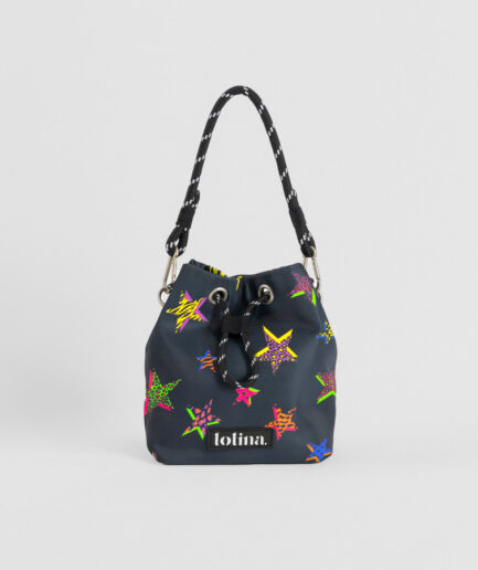 Bolso tipo saco de estampado de estrellas con animal print - Shiny Girl Lolina