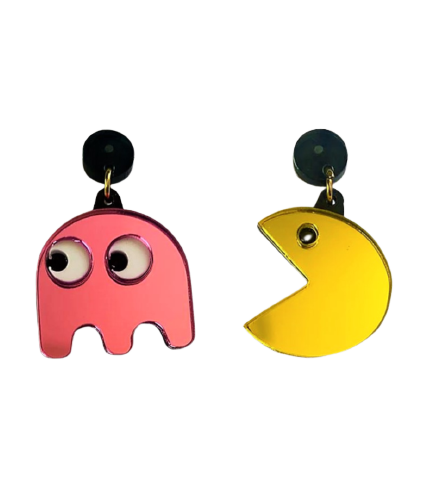 Pendiente metacrilato mini PACMAN - Chocolate complementos