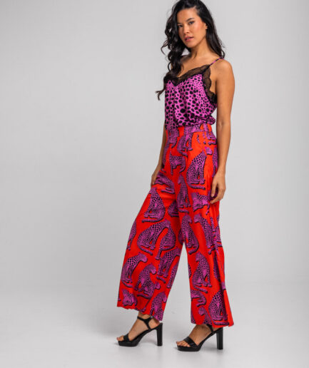 Blusa lencera animal print rosa y negro Pink Panther - Lolina