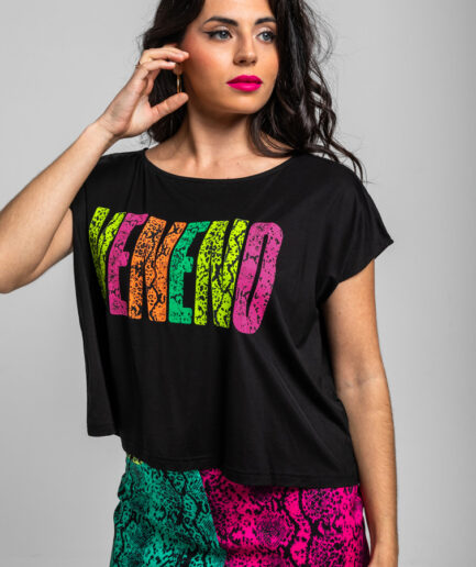 Camiseta sin mangas negro y texto veneno - Lolina