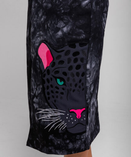 Falda Midi Jeans tie dye con pantera Nocturna - Lolina