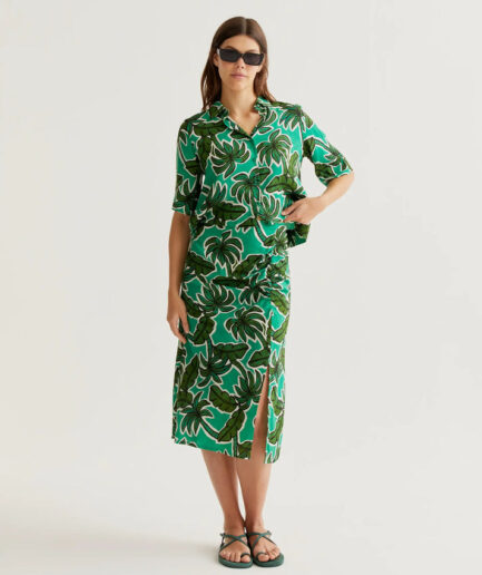 Falda midi con estampado Palm Tree - Compañía Fantástica