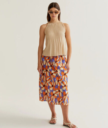 Falda midi con estampado marigold - Compañía Fantástica