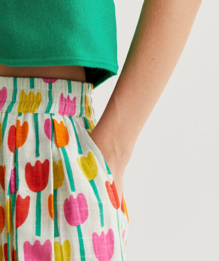 Falda midi con estampado tulipa - Compañía Fantástica