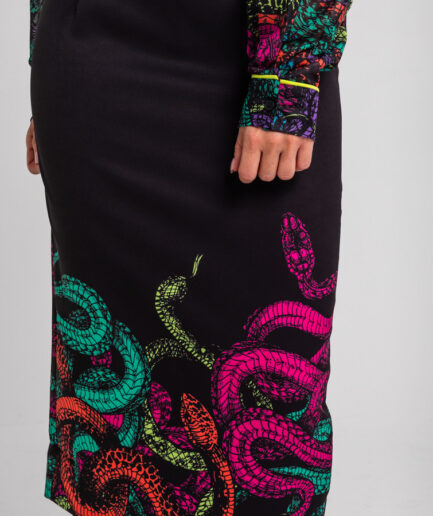 Falda tubo cremallera espalda negro y serpientes Veneno - Lolina