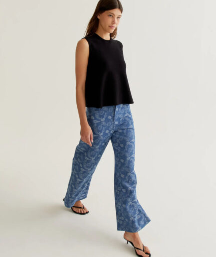 Pantalón vaquero azul con estampado paisley - Compañía Fantástica