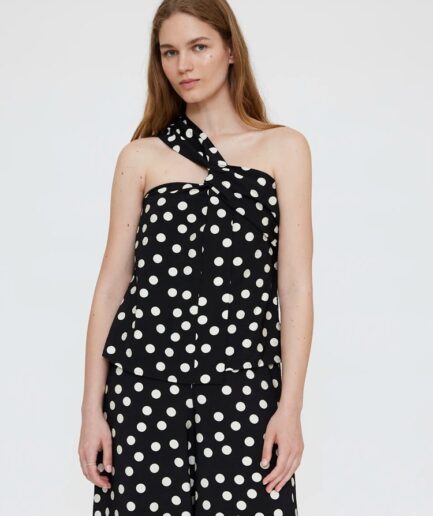 Top asimétrico con estampado de puntos negro y blanco - Wild Pony