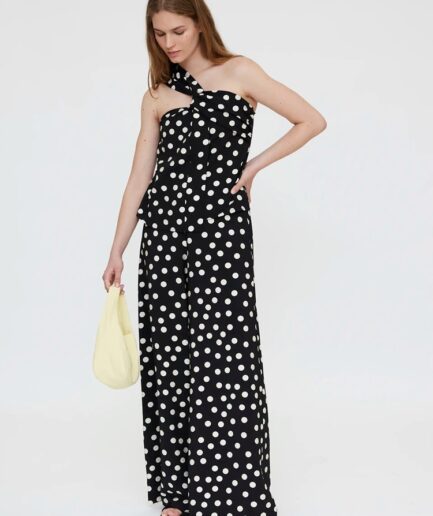 Top asimétrico con estampado de puntos negro y blanco - Wild Pony